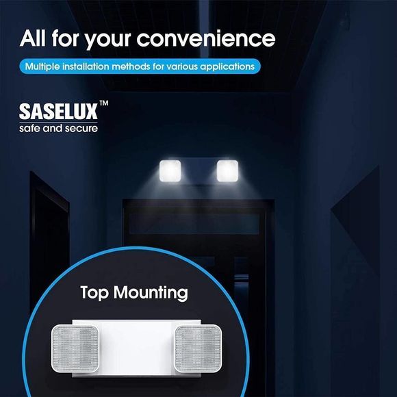 SASELUX Led Emergency Light w/ Two Adjustable Head Integrated exit Light(1 Pack) - Picture 3 of 4